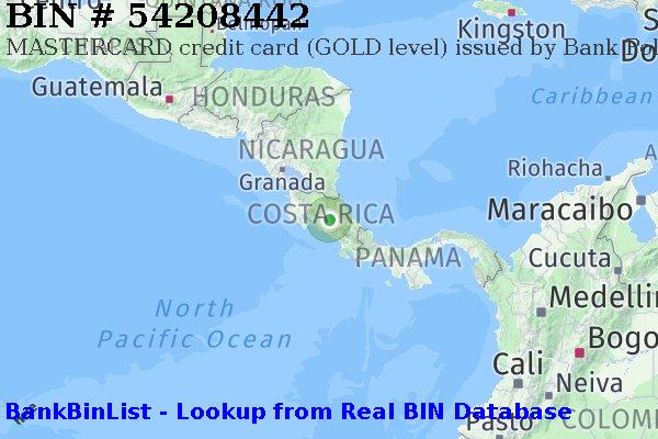 BIN 54208442 MASTERCARD credit Costa Rica CR