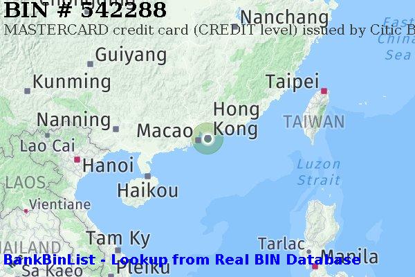 BIN 542288 MASTERCARD credit Hong Kong HK