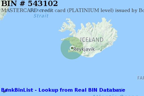 BIN 543102 MASTERCARD credit Iceland IS