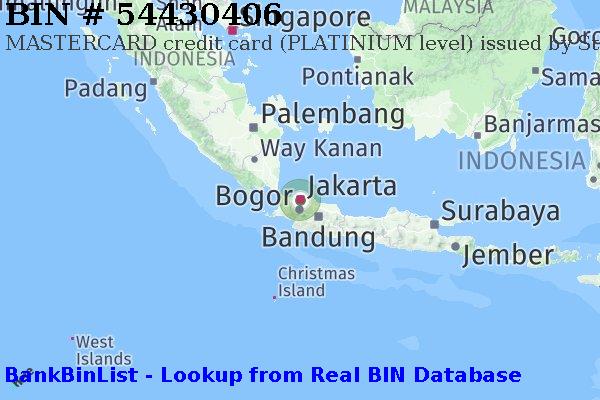 BIN 54430406 MASTERCARD credit Indonesia ID