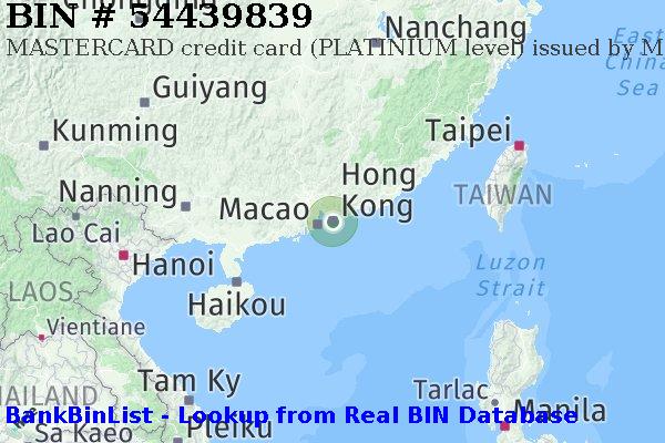 BIN 54439839 MASTERCARD credit Hong Kong HK