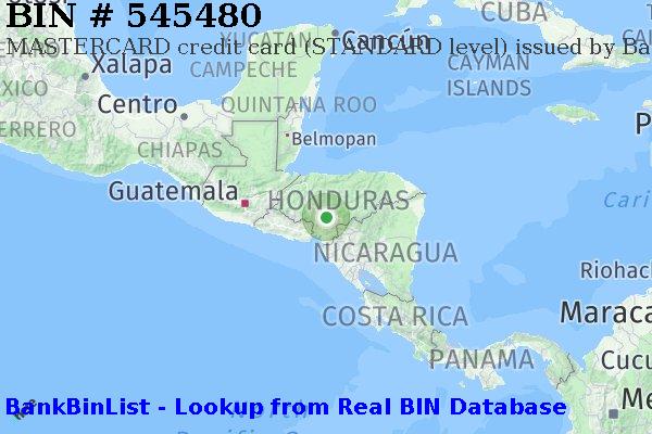 BIN 545480 MASTERCARD credit Honduras HN