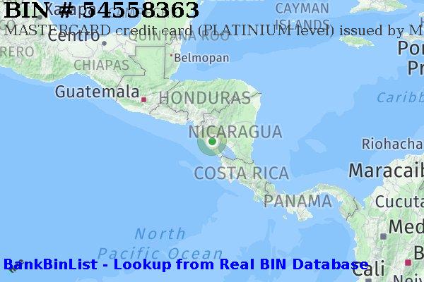 BIN 54558363 MASTERCARD credit Nicaragua NI