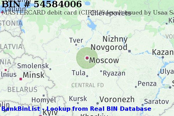BIN 54584006 MASTERCARD debit Russian Federation RU