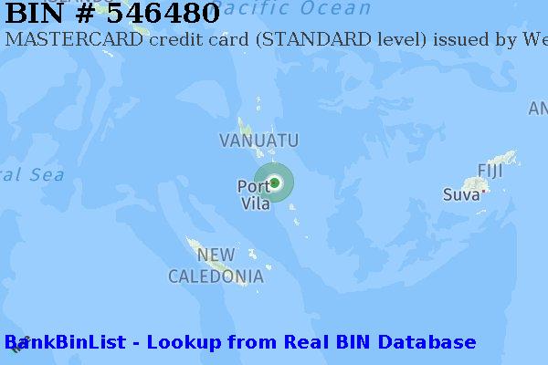 BIN 546480 MASTERCARD credit Vanuatu VU