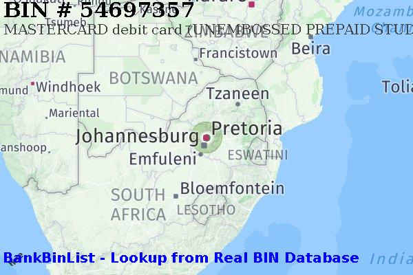 BIN 54697357 MASTERCARD debit South Africa ZA