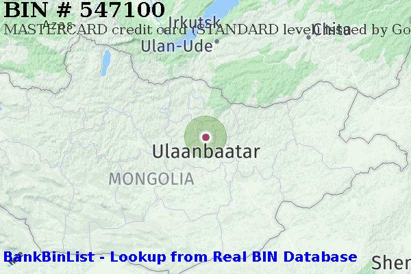 BIN 547100 MASTERCARD credit Mongolia MN