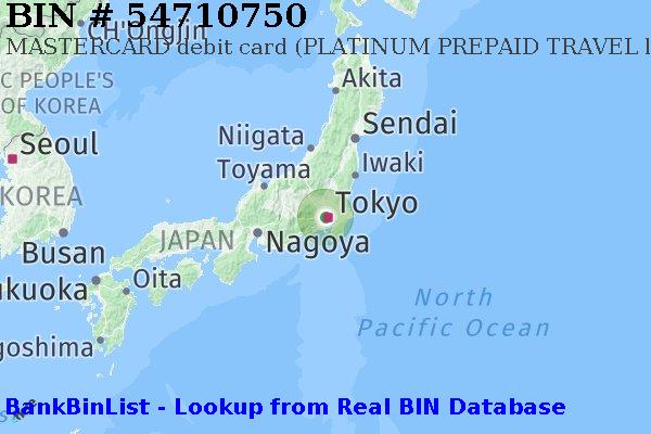 BIN 54710750 MASTERCARD debit Japan JP