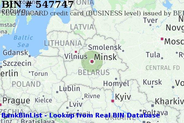 BIN 547747 MASTERCARD credit Belarus BY