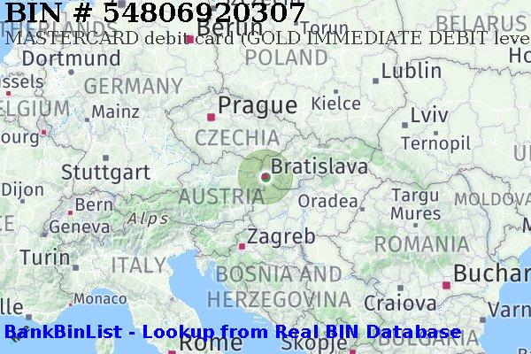 BIN 54806920307 MASTERCARD debit Slovakia (Slovak Republic) SK