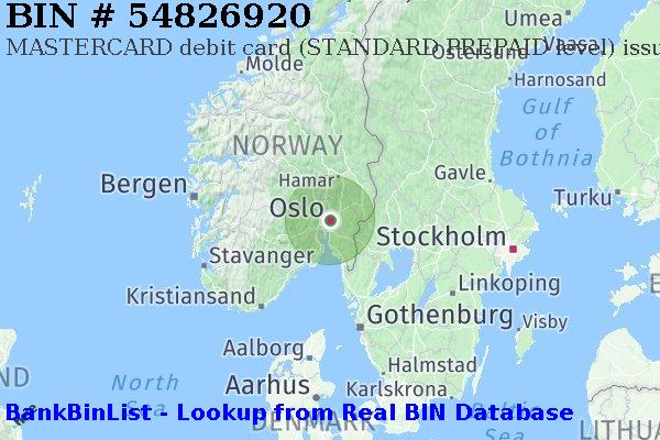 BIN 54826920 MASTERCARD debit Norway NO