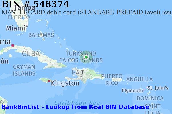 BIN 548374 MASTERCARD debit Turks and Caicos Islands TC