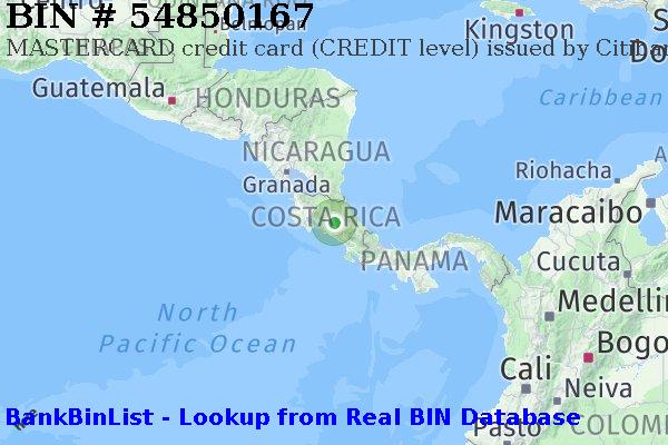 BIN 54850167 MASTERCARD credit Costa Rica CR