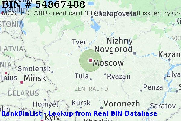 BIN 54867488 MASTERCARD credit Russian Federation RU