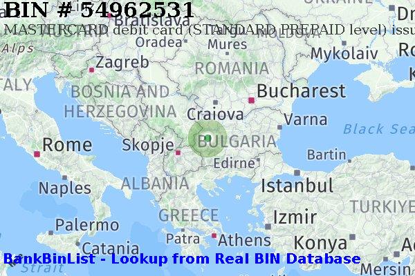 BIN 54962531 MASTERCARD debit Bulgaria BG