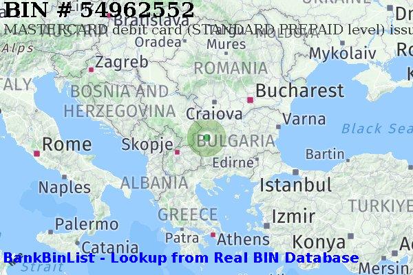 BIN 54962552 MASTERCARD debit Bulgaria BG