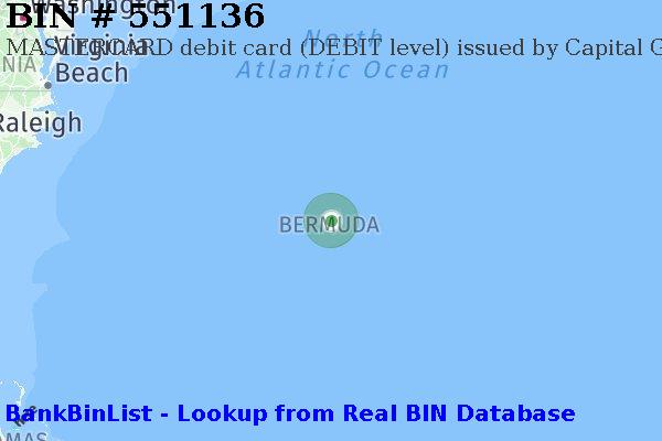 BIN 551136 MASTERCARD debit Bermuda BM
