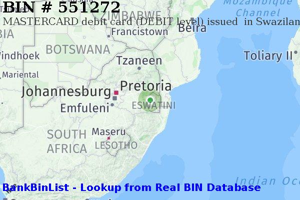 BIN 551272 MASTERCARD debit Swaziland SZ