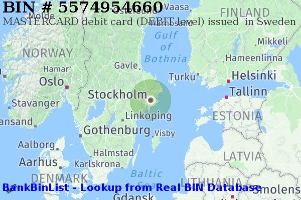 BIN 5574954660 MASTERCARD debit Sweden SE