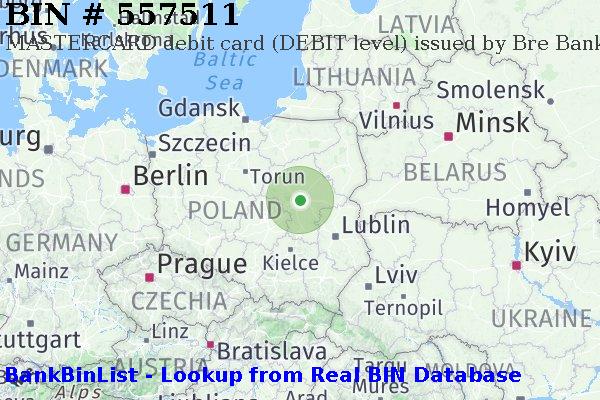 BIN 557511 MASTERCARD debit Poland PL