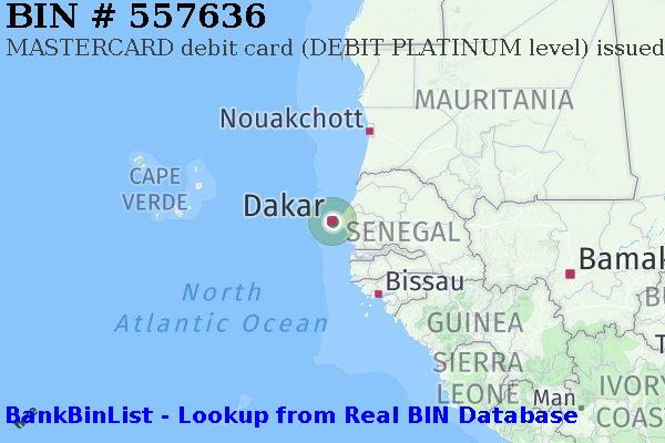 BIN 557636 MASTERCARD debit Senegal SN