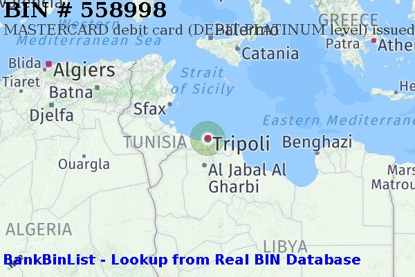 BIN 558998 MASTERCARD debit Libya LY