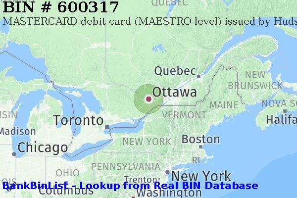 BIN 600317 MASTERCARD debit Canada CA