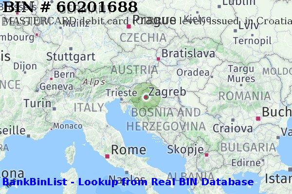 BIN 60201688 MASTERCARD debit Croatia HR