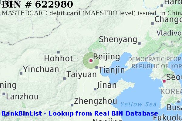 BIN 622980 MASTERCARD debit China CN