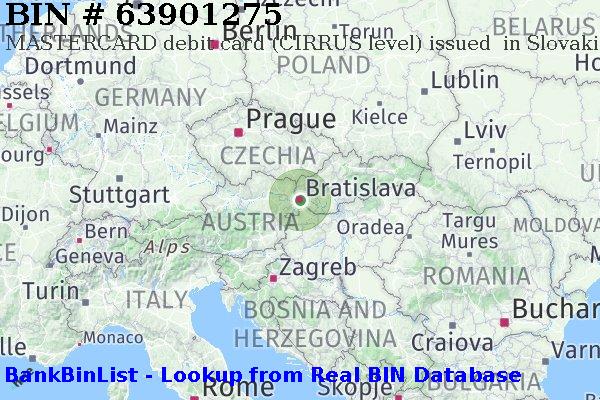 BIN 63901275 MASTERCARD debit Slovakia (Slovak Republic) SK