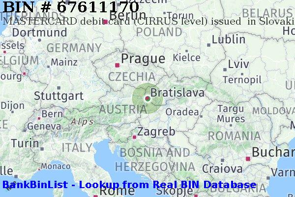 BIN 67611170 MASTERCARD debit Slovakia (Slovak Republic) SK