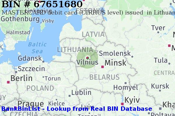 BIN 67651680 MASTERCARD debit Lithuania LT