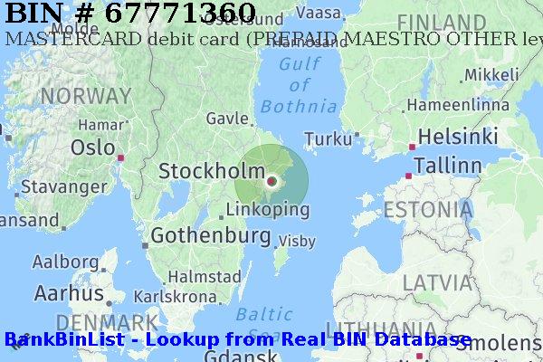 BIN 67771360 MASTERCARD debit Sweden SE
