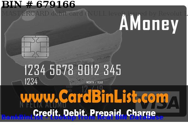 BIN 679166 MASTERCARD debit  