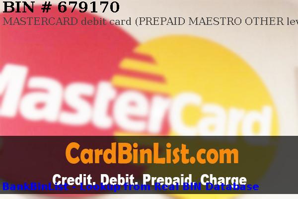 BIN 679170 MASTERCARD debit  