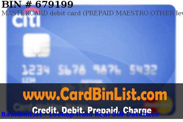 BIN 679199 MASTERCARD debit  