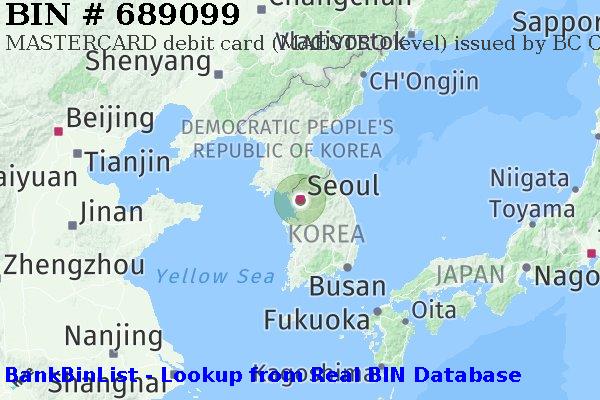 BIN 689099 MASTERCARD debit South Korea KR