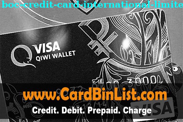 Lista de BIN Boc Credit Card (international) Limited