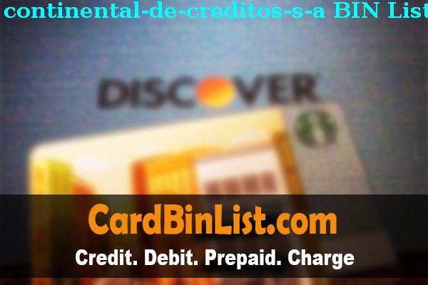 Lista de BIN Continental De Creditos, S.a.