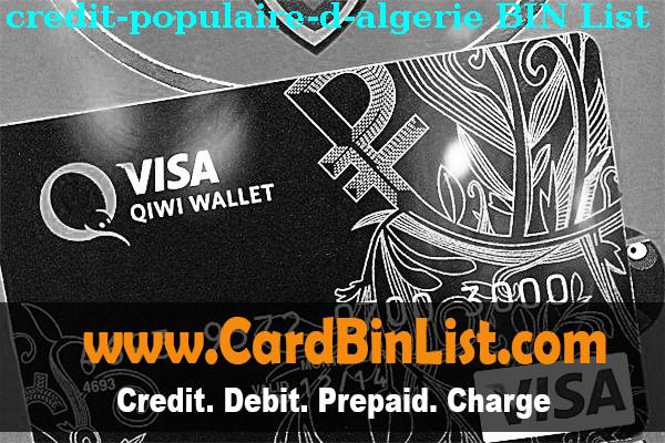 Lista de BIN Credit Populaire D'algerie
