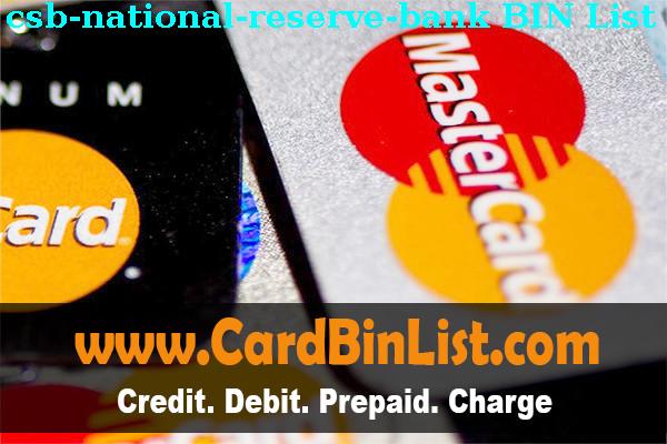 BIN List Csb National Reserve Bank