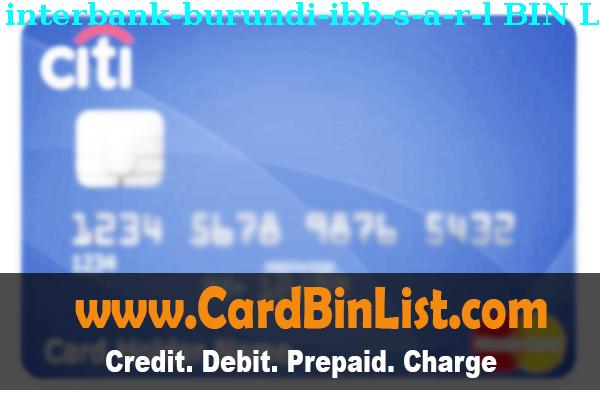 BIN List Interbank Burundi (ibb) S.a.r.l.