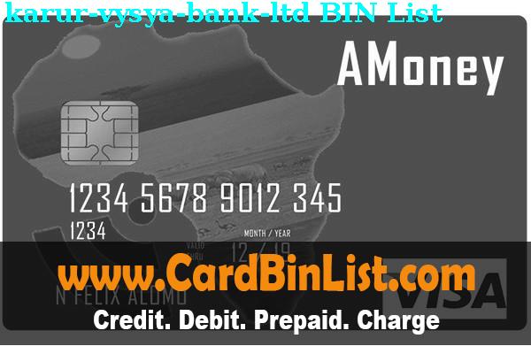 BIN List Karur Vysya Bank, Ltd.