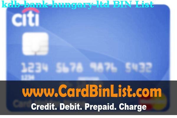 BIN List Kdb Bank (hungary), Ltd.