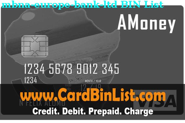 BIN List Mbna Europe Bank, Ltd.