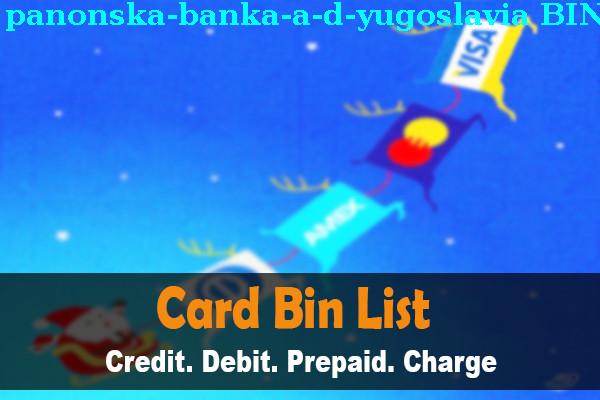 BIN List Panonska Banka A.d. Yugoslavia