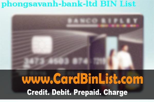 Lista de BIN Phongsavanh Bank, Ltd.